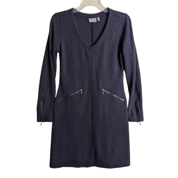 Athleta Dress Sporty Performance Gray V-neck Long Sleeves Zipper Pockets - Picture 1 of 14